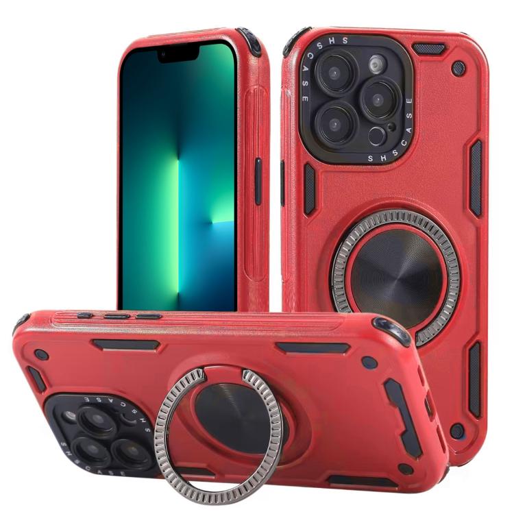Three-core Mecha 360 Degree Rotation Magnetic Holder Phone Case, For iPhone 15 Pro Max, For iPhone 15, For iPhone 14, For iPhone 14 Pro Max, For iPhone 13 Pro Max, For iPhone 13