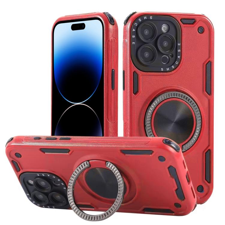 Three-core Mecha 360 Degree Rotation Magnetic Holder Phone Case, For iPhone 15 Pro Max, For iPhone 15, For iPhone 14, For iPhone 14 Pro Max, For iPhone 13 Pro Max, For iPhone 13