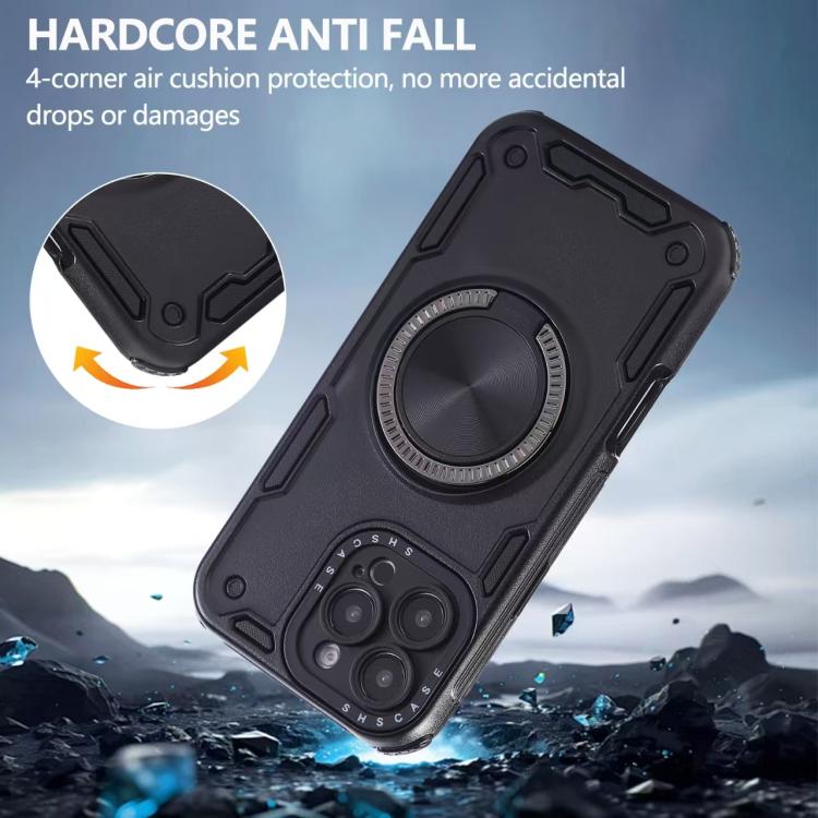 Three-core Mecha 360 Degree Rotation Magnetic Holder Phone Case, For iPhone 15 Pro Max, For iPhone 15, For iPhone 14, For iPhone 14 Pro Max, For iPhone 13 Pro Max, For iPhone 13