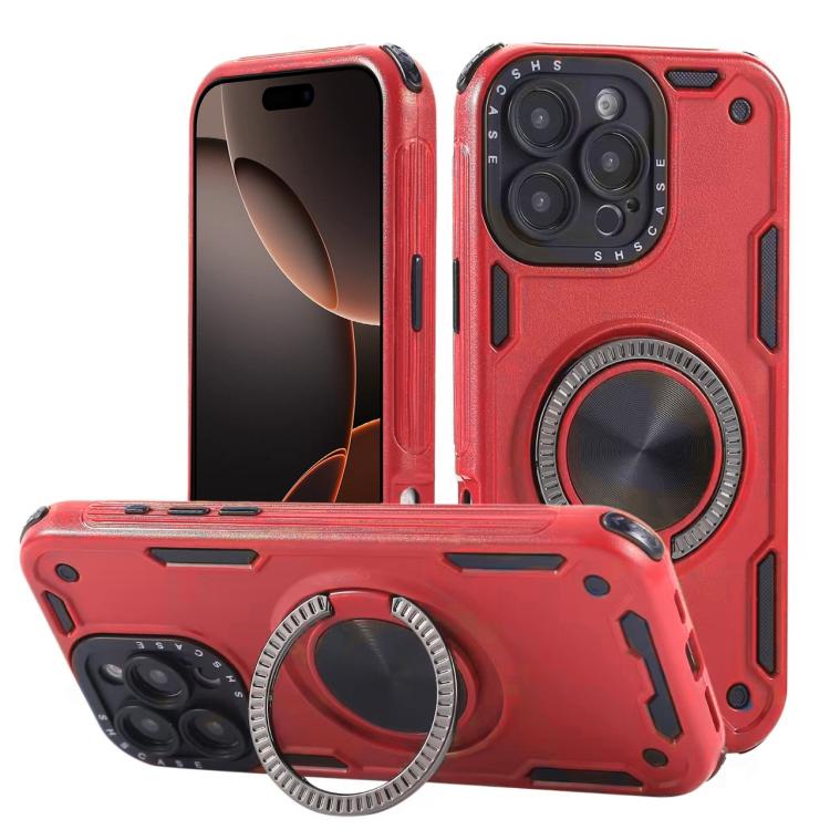 Three-core Mecha 360 Degree Rotation Magnetic Holder Phone Case, For iPhone 17 Pro Max, For iPhone 17 Pro, For iPhone 16 Pro Max, For iPhone 16 Pro, For iPhone 16 Plus, For iPhone 16