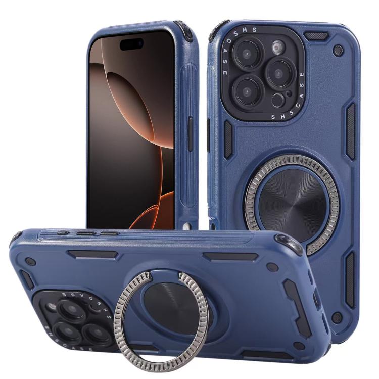 Three-core Mecha 360 Degree Rotation Magnetic Holder Phone Case, For iPhone 17 Pro Max, For iPhone 17 Pro, For iPhone 16 Pro Max, For iPhone 16 Pro, For iPhone 16 Plus, For iPhone 16