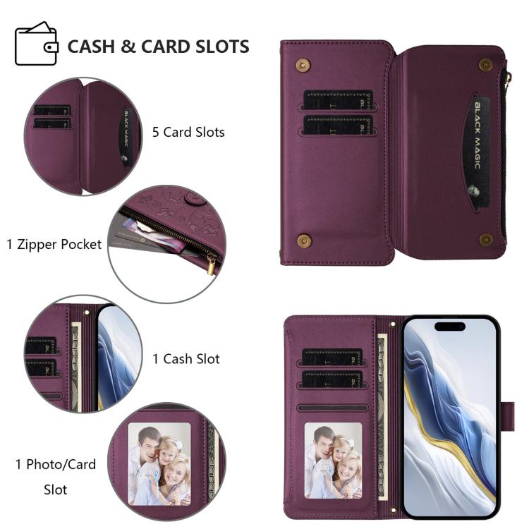 Butterfly Love Flower Multi-card Zipper Wallet Leather Phone Case, For iPhone 15 Pro Max, For iPhone 15 Pro, For iPhone 15 Plus