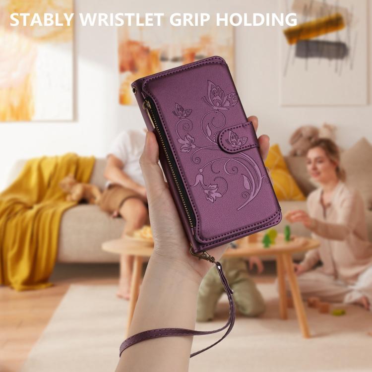 Butterfly Love Flower Multi-card Zipper Wallet Leather Phone Case, For iPhone 12 / 12 Pro, For iPhone 12 Pro Max, For iPhone 12 mini