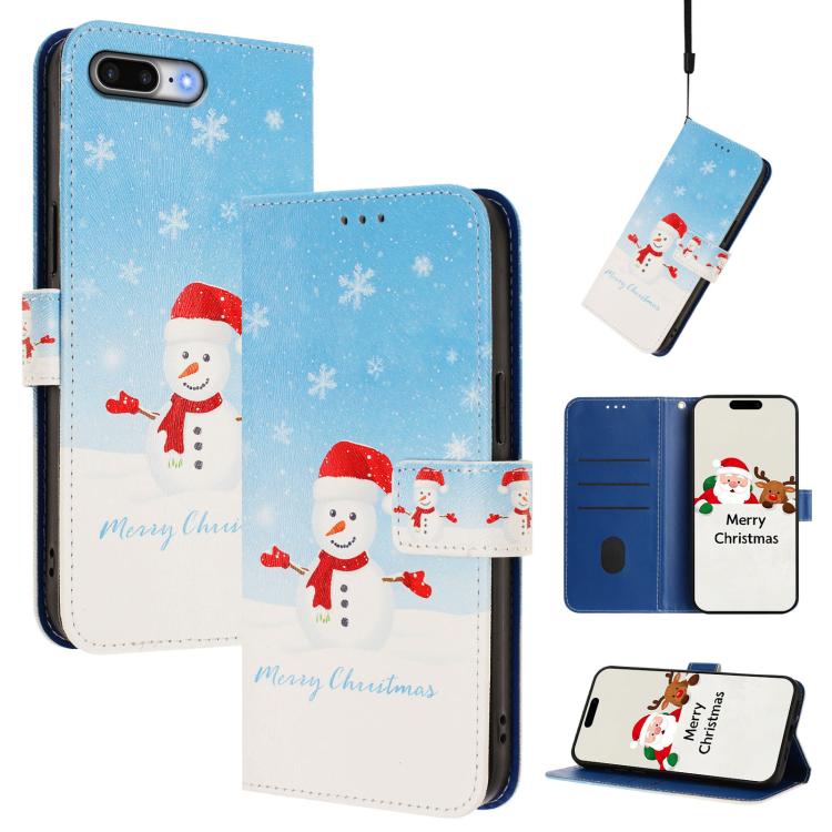 Christmas Series Buckle Leather Phone Case with Hand Strap, For iPhone XR, For iPhone XS Max, For iPhone 8 Plus / 7 Plus