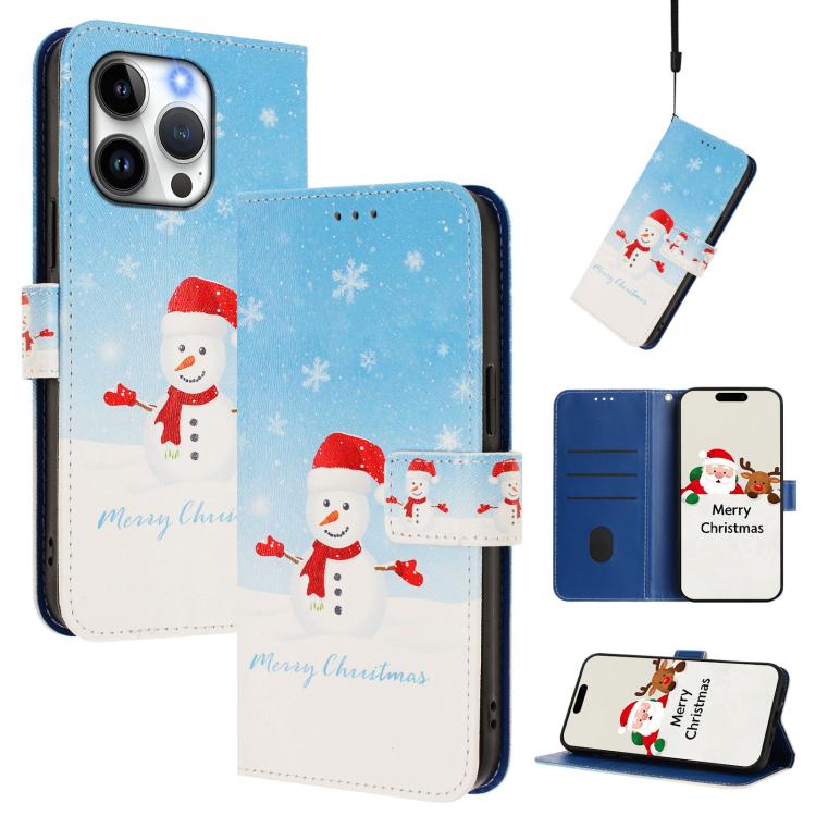 Christmas Series Buckle Leather Phone Case with Hand Strap, For iPhone 14 Pro Max, For iPhone SE 2022 / SE 2020 / 8 / 7, For iPhone 13 Pro Max, For iPhone 13 Pro