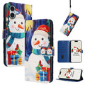 Christmas Series Buckle Leather Phone Case with Hand Strap, For iPhone 16, For iPhone 15 Pro Max, For iPhone 15 Pro, For iPhone 15 Plus