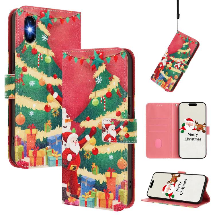 Christmas Series Buckle Leather Phone Case with Hand Strap, For iPhone XR, For iPhone XS Max, For iPhone 8 Plus / 7 Plus