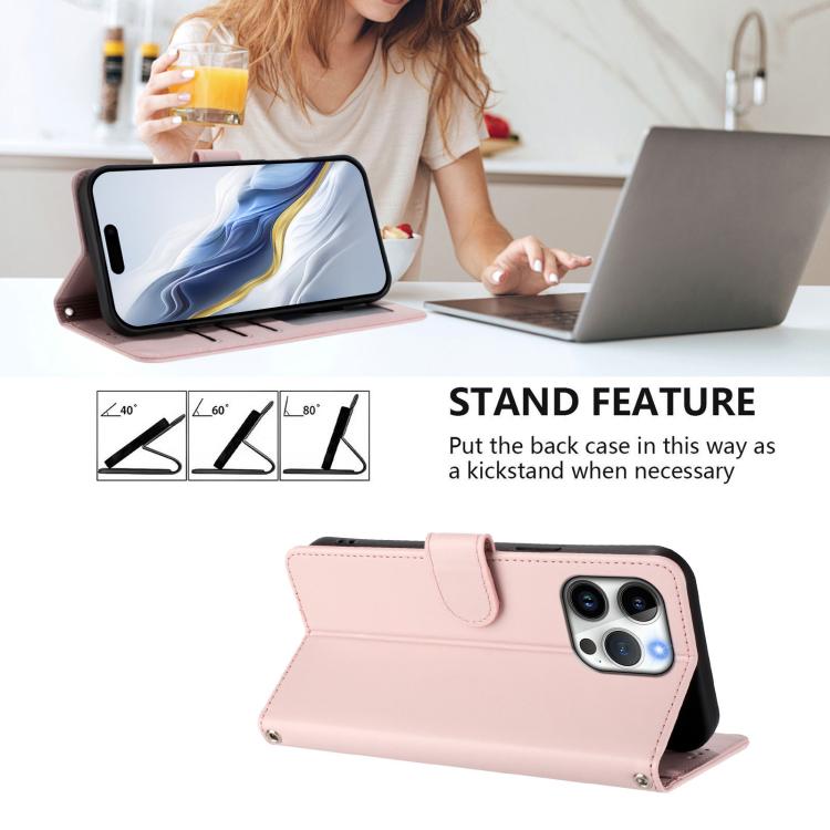 Embossed Heart Cat Leather Phone Case with Hand Strap, For iPhone 16 Pro, For iPhone 16 Plus
