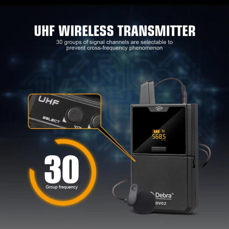 DEBRA DV-02 Wireless Lavalier Microphone TX & 2RX Outdoor Interview Live Broadcast, DV-02