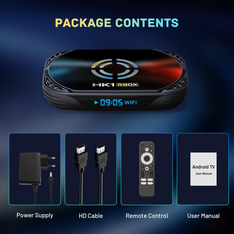 HK1 RBOX X50 Android 14 Smart TV Box with Remote Control, Amlogic S905A Quad-Core