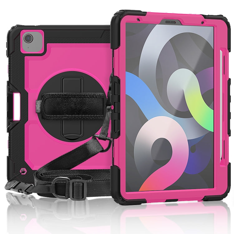 Shockproof Colorful Silicone + PC Protective Case with Holder & Shoulder Strap & Hand Strap & Pen Slot, For iPad Air 2022 / 2020 10.9