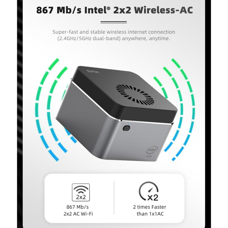 GMK NucBox Windows 10 System Mini PC, Intel Celeron J4125 Quad Core 64bit 14nm 2GHz-2.7GHz, Support WiFi & Bluetooth & RJ45,, 8GB+128GB,EU Plug