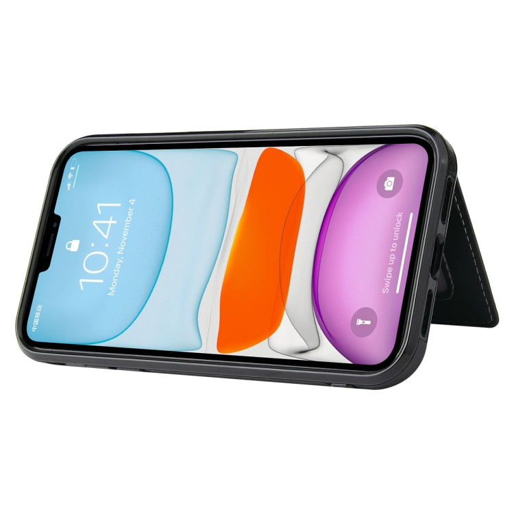PU + TPU + PC  Shockproof Back Cover Case with Card Slot & Holder, For iPhone 12 / 12 Pro, For iPhone 12 Pro Max, For iPhone XS / X, For iPhone XR