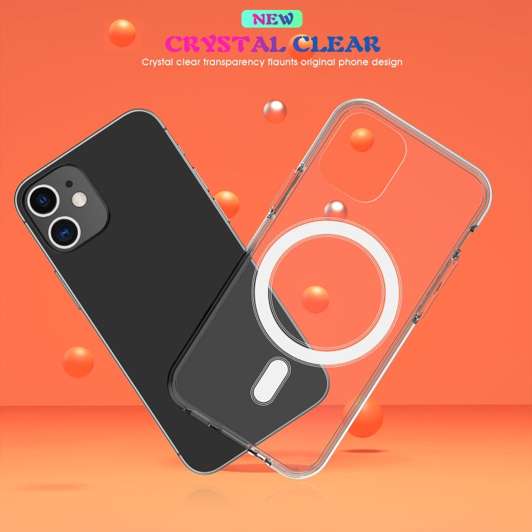 For iPhone 12 Pro Max Magsafe Case Simple Magnetic Ring All-inclusive Clear Crystal Acrylic PC +TPU Shockproof Case(Transparent)