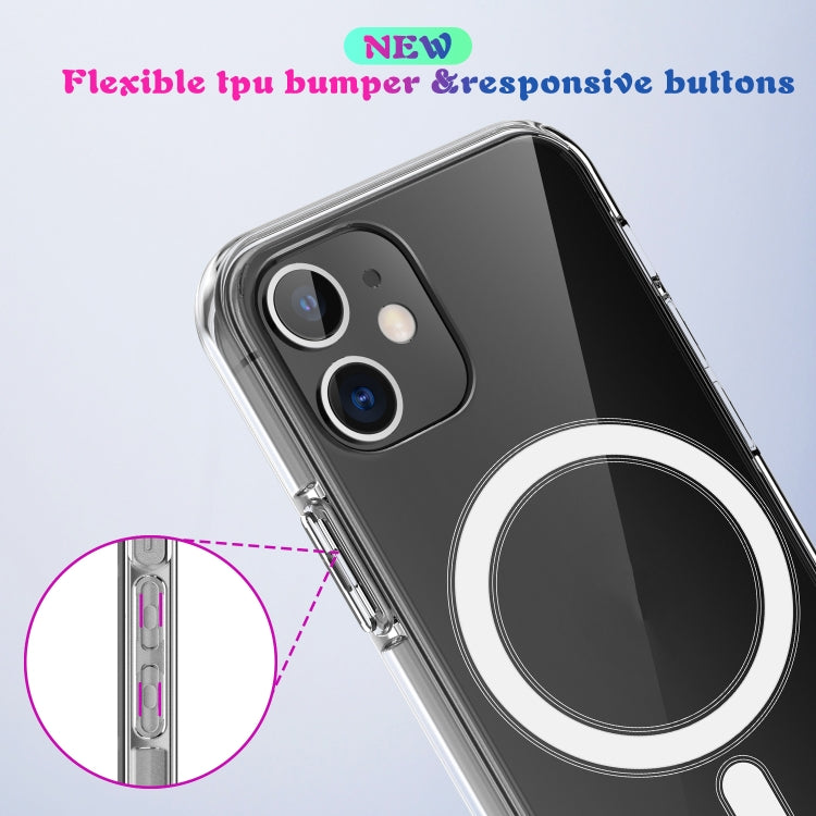 For iPhone 12 mini Magsafe Case Simple Magnetic Ring All-inclusive Clear Crystal Acrylic PC +TPU Shockproof Case (Transparent)