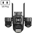 ICSee Triple-Lens 3MP Wireless WiFi Security Camera, Three-Screen Panoramic PTZ IP Camera with Full-Color Night Vision, US Plug, EU Plug