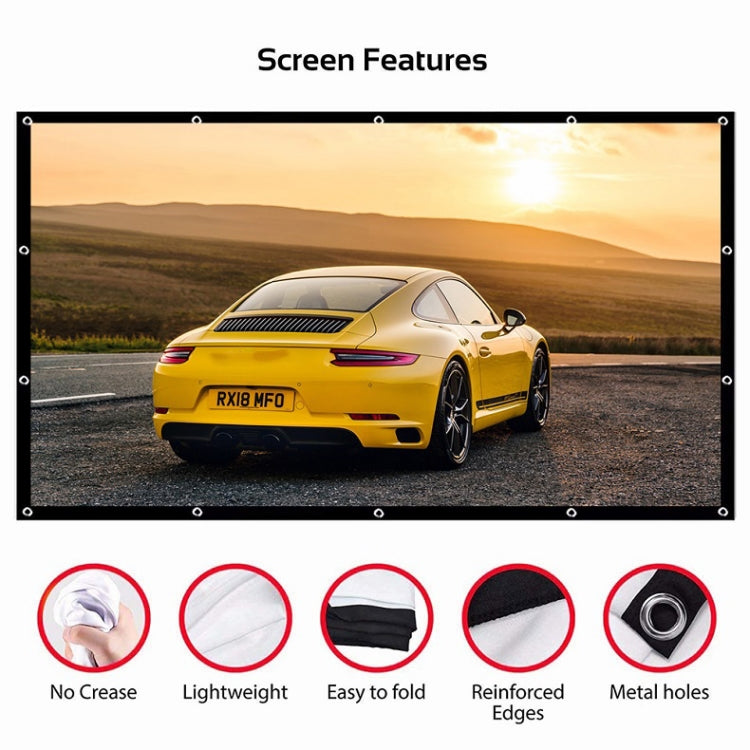 Simple Folding Thin Polyester Projector Film Curtain, Size:72 inch (16:9) Projection Area: 159x90cm