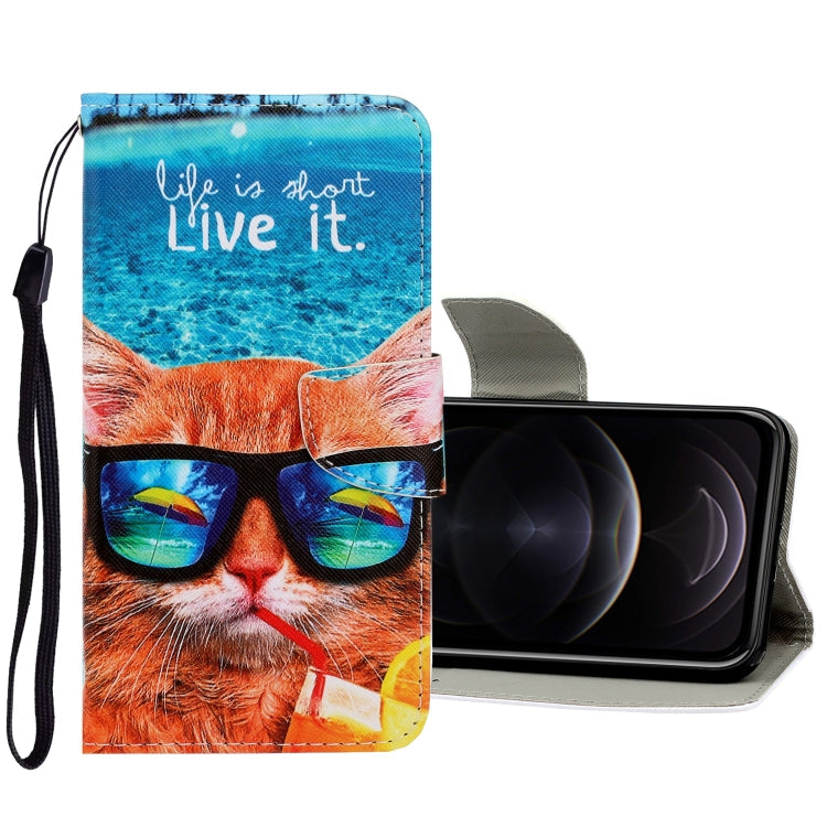 3D Colored Drawing Horizontal Flip PU Leather Case with Holder & Card Slots & Wallet, For iPhone 12 / 12 Pro