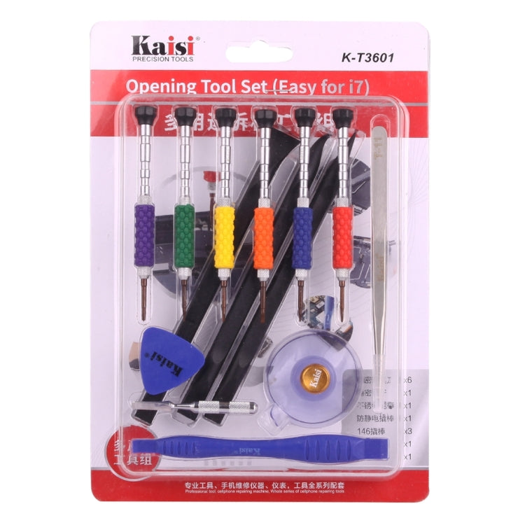 K-T3601 14 in 1 (6 x Screwdriver + 1 x Tweezers + 1 x Stainless Steel Spudger + 1 x Anti-static Spudger + 3 x 146 Spudger + 1 x Suction Sucker + 1 x Triangle Opener) Profession Multi-purpose Opening Tool Set for iPhone, Samsung, Xiaomi and More Phones...