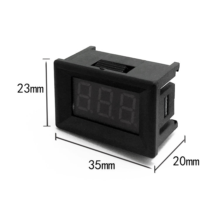 10 PCS 0.36 inch 2 Wires Digital Voltage Meter with Shell, Color Light Display, Measure Voltage: DC 2.5-30V