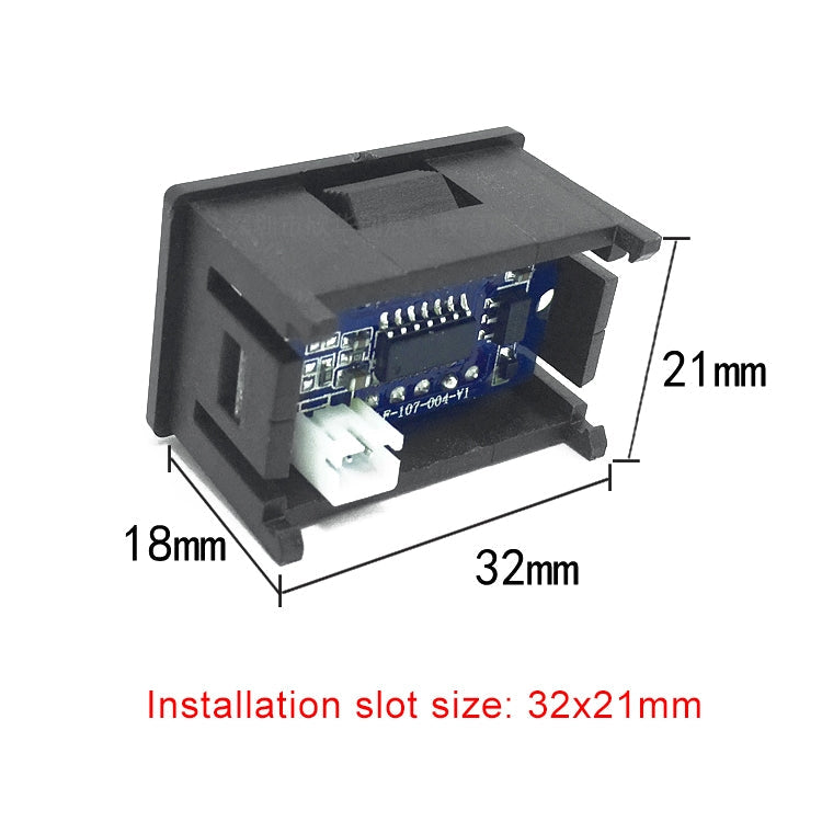 10 PCS 0.36 inch 2 Wires Digital Voltage Meter with Shell, Color Light Display, Measure Voltage: DC 2.5-30V