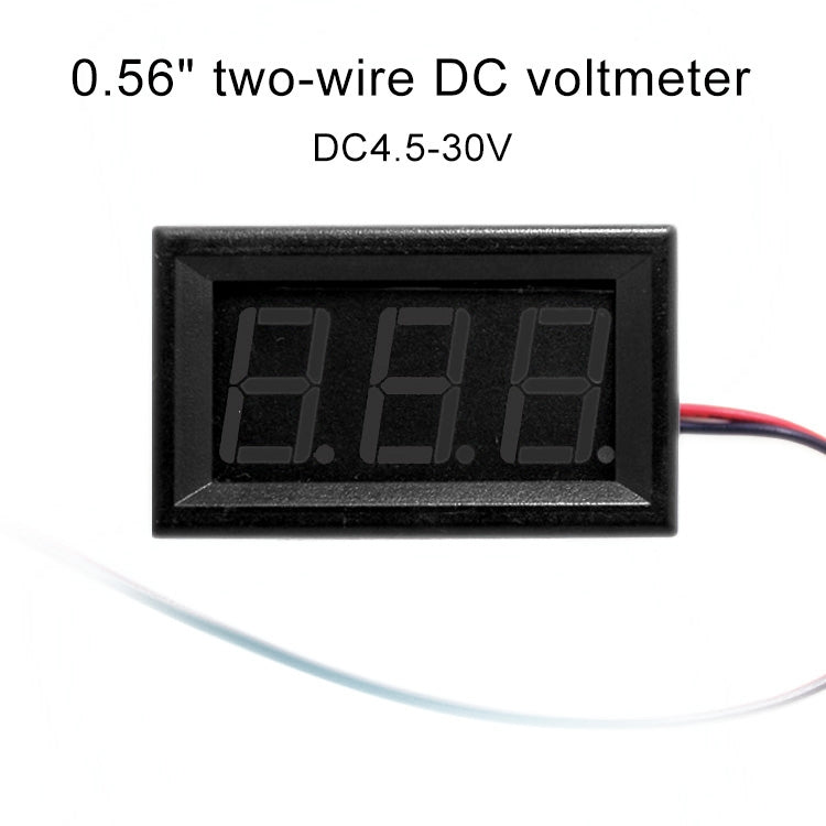 10 PCS 0.56 inch 2 Terminal Wires Digital Voltage Meter with Shell, Color Light Display, Measure Voltage: DC 4.5-30V