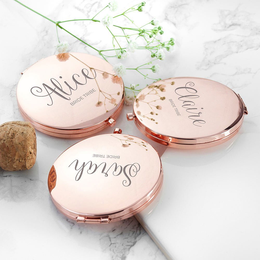 Personalised Engraved Rose Gold Compact Mirror