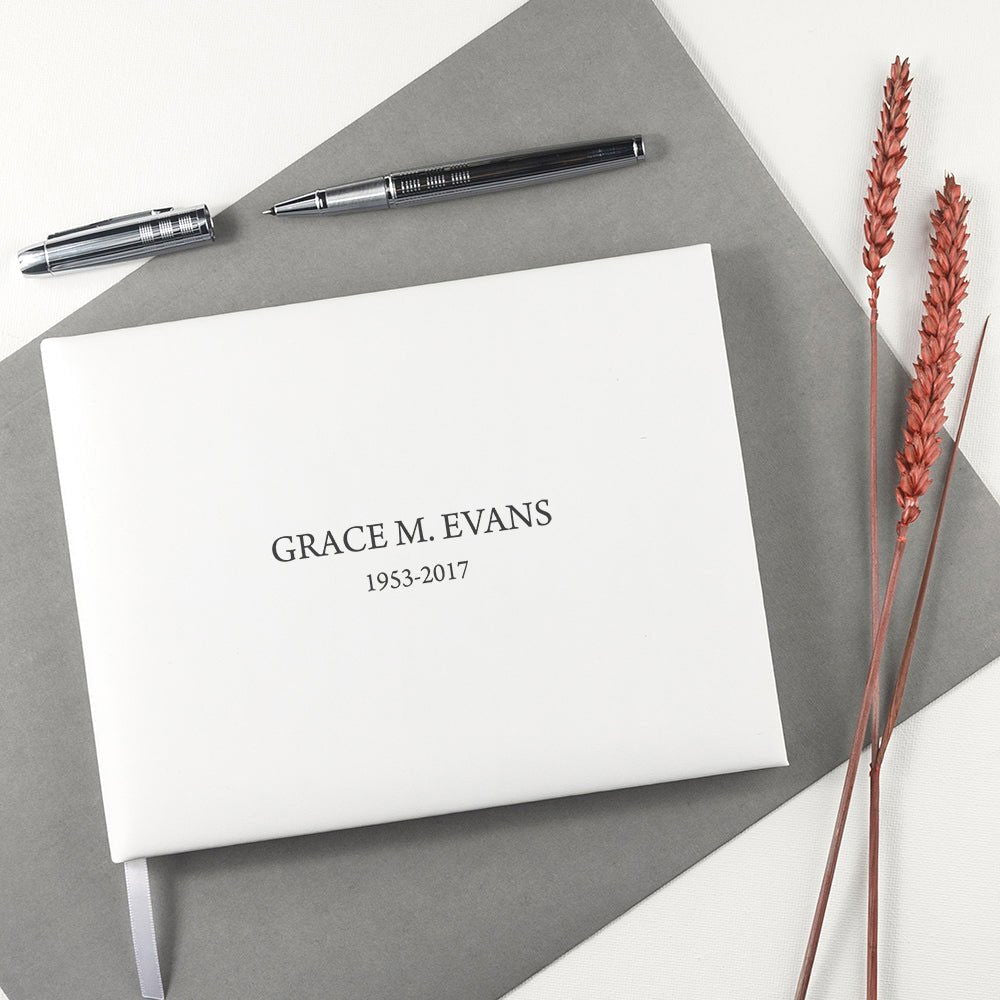 Personalised Luxury White Italian Leather Memoriam Book