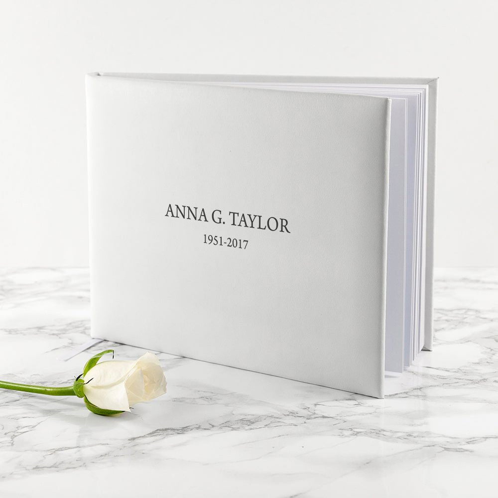 Personalised Luxury White Italian Leather Memoriam Book