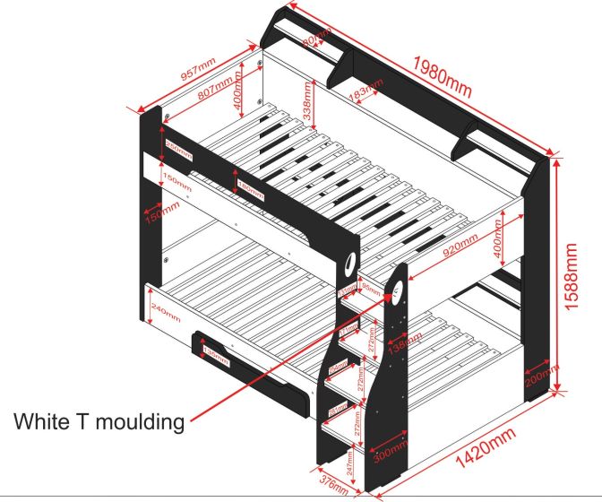 Flair Flick Storage Bunk Bed White