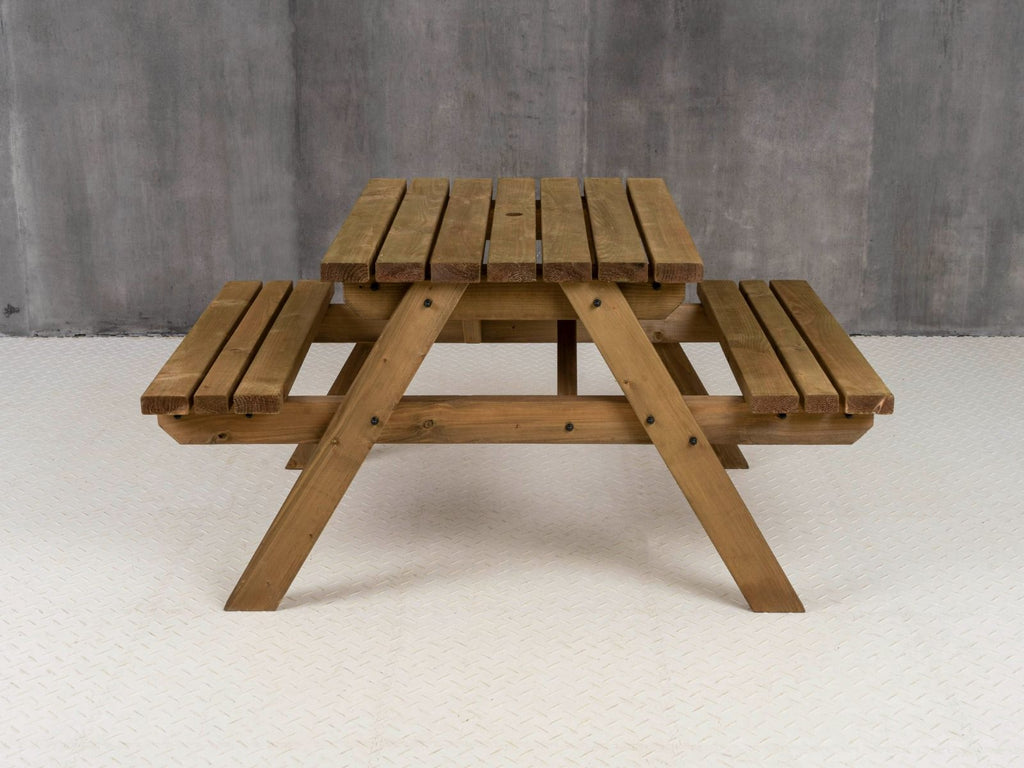 Fortem Pub Style Picnic Table and Benches Set - Rustic Finish