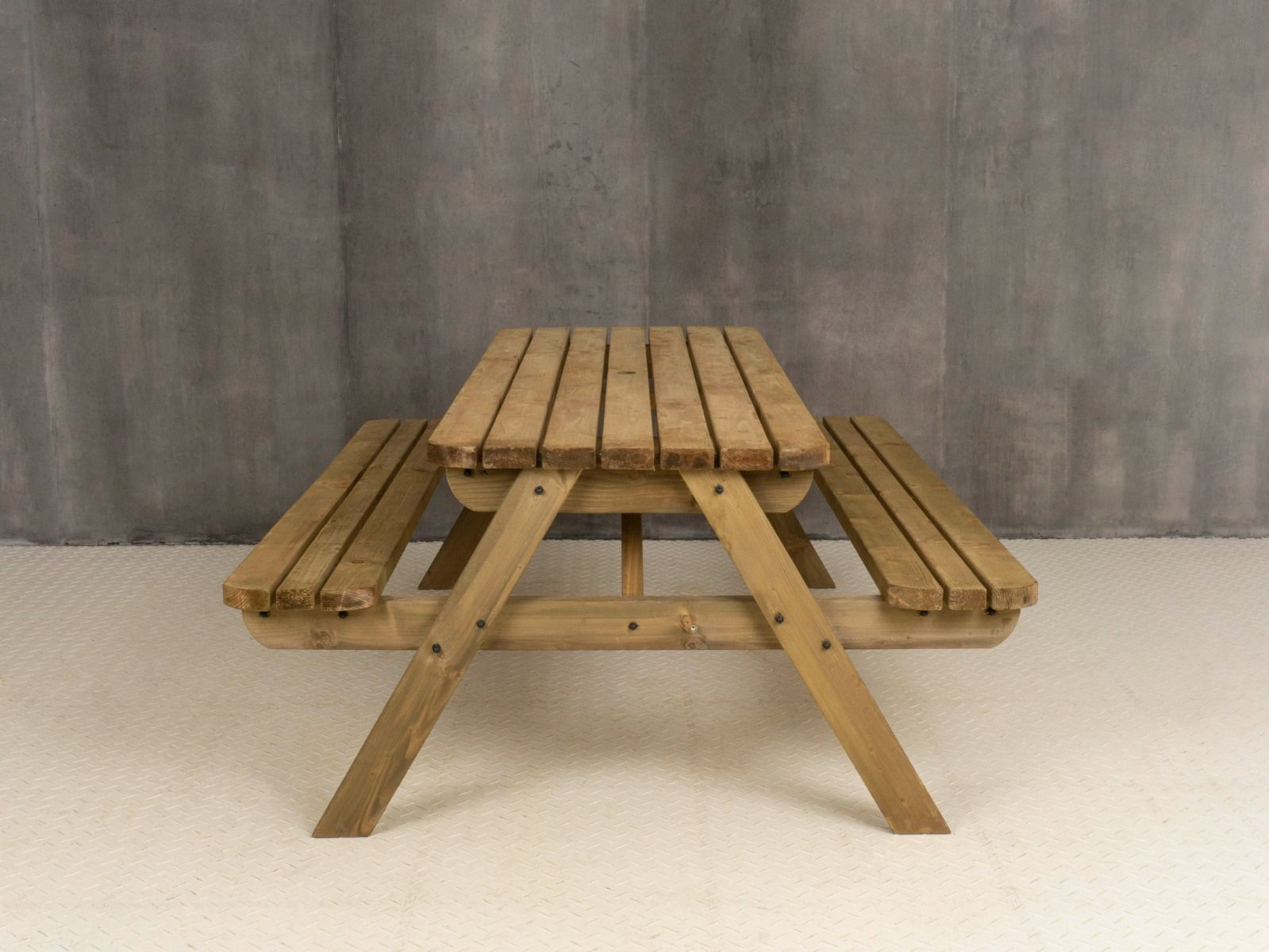 Fortem Rounded Pub Style Picnic Table Benches Set - Rustic Finish