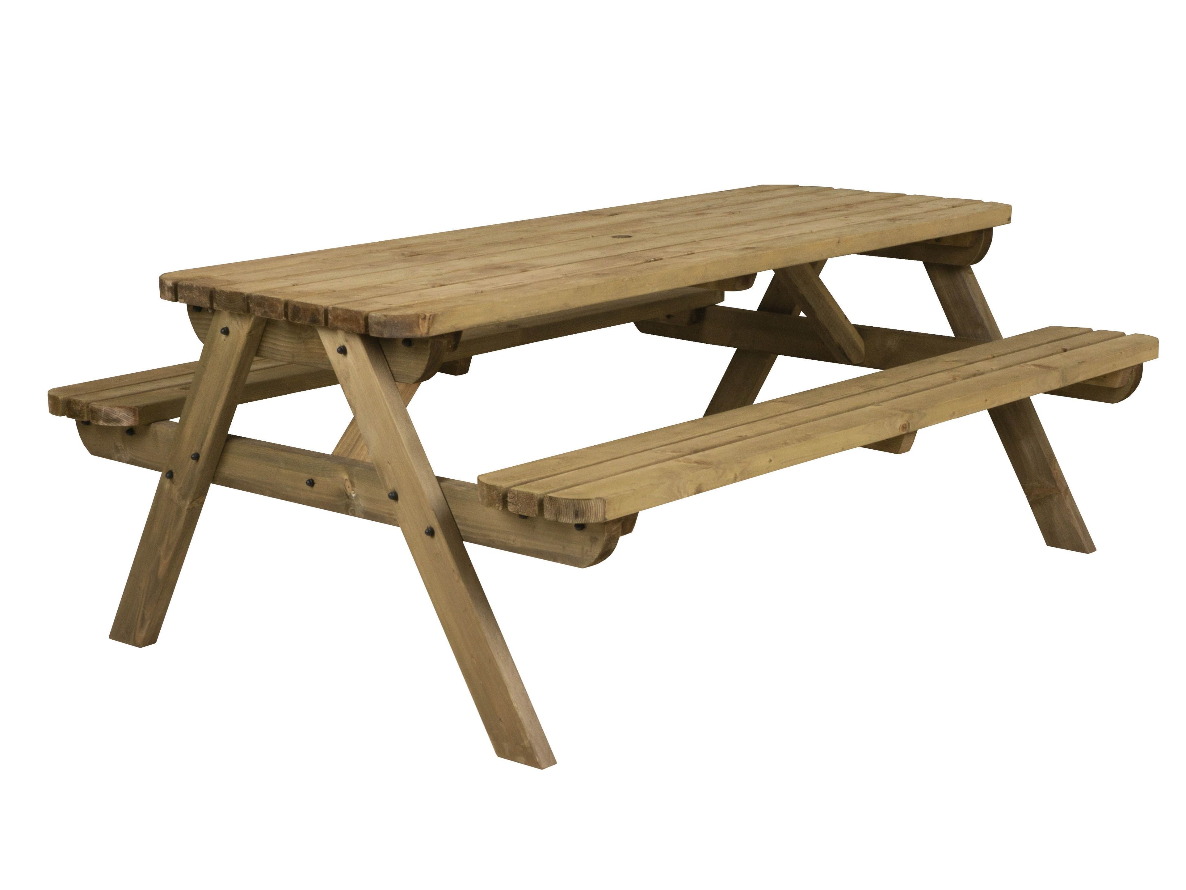 Fortem Rounded Pub Style Picnic Table Benches Set - Rustic Finish