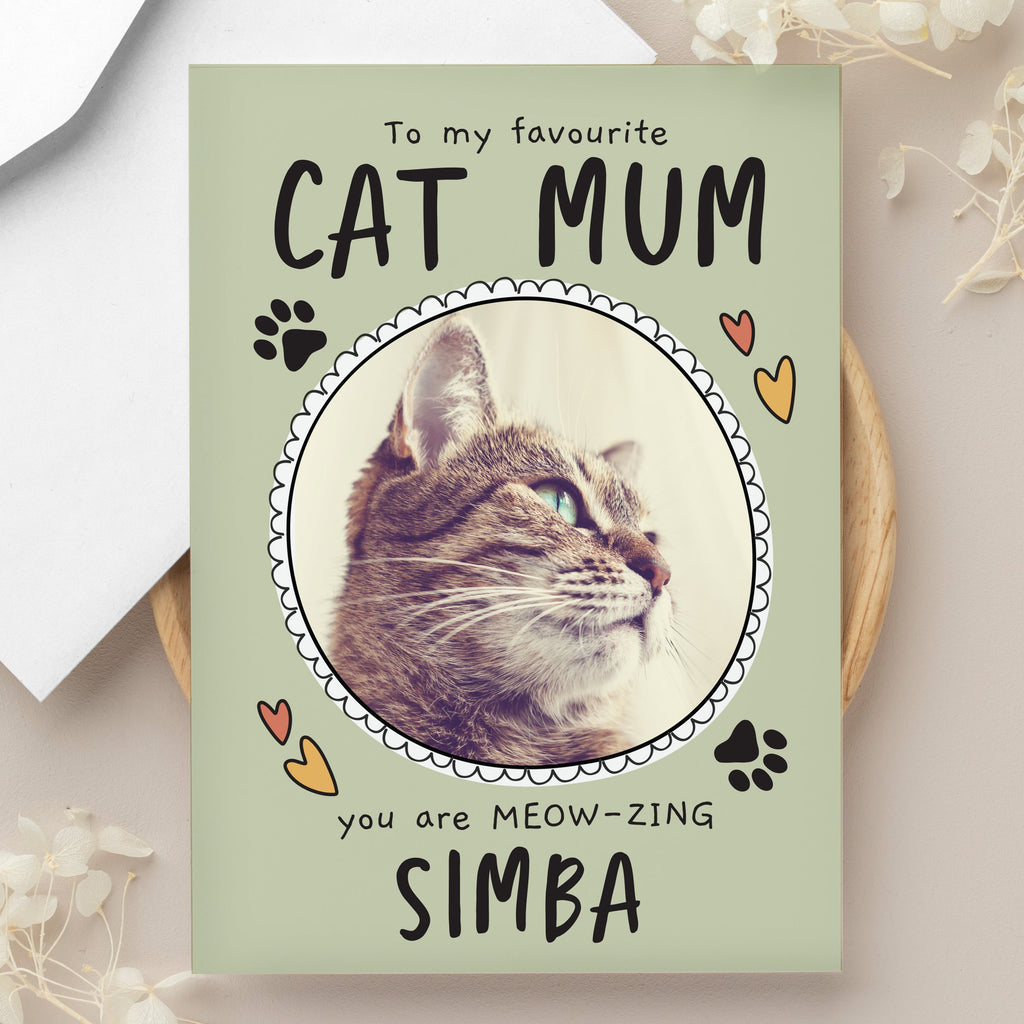 Personalised From The Cat Photo Upload Card