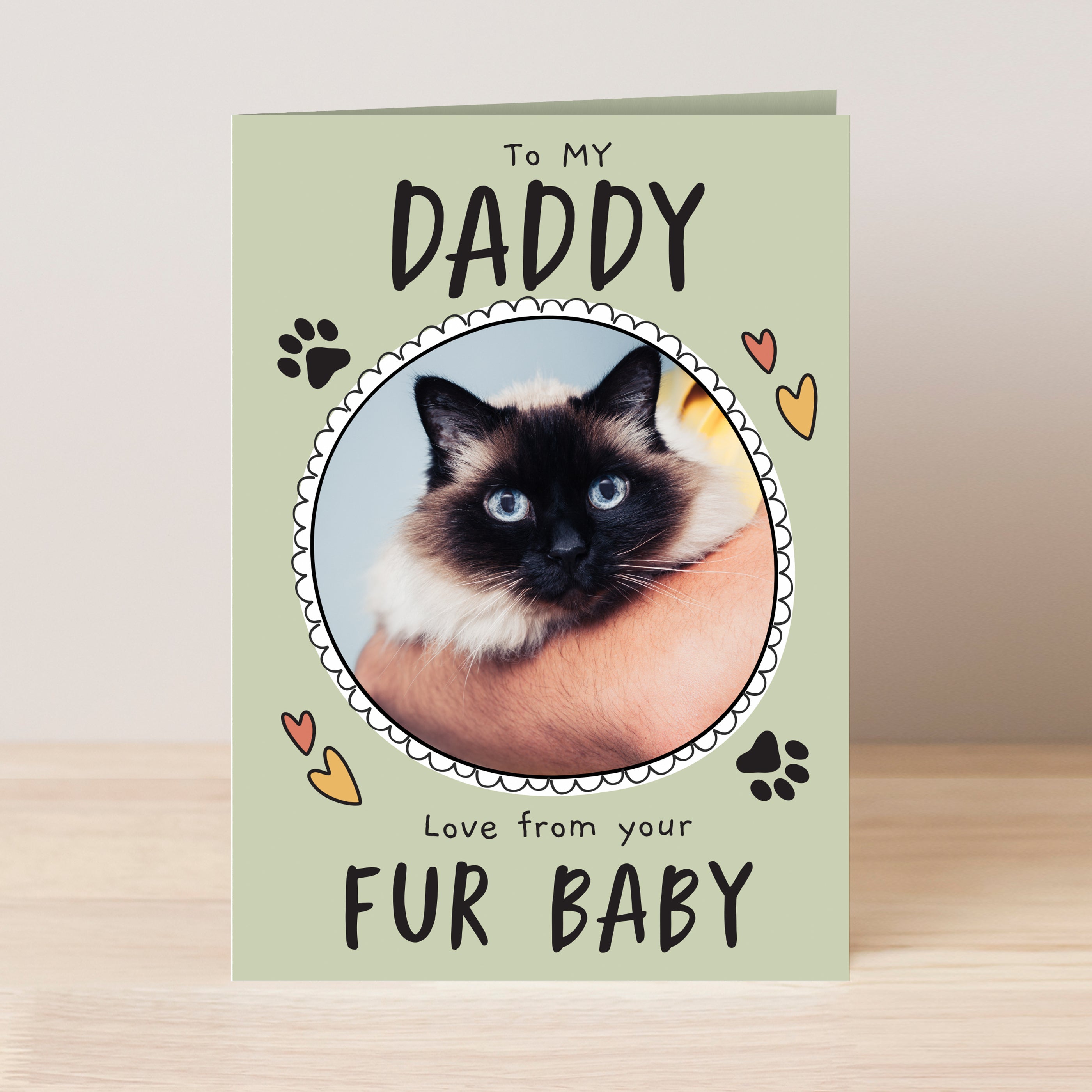 Personalised From The Cat Photo Upload Card