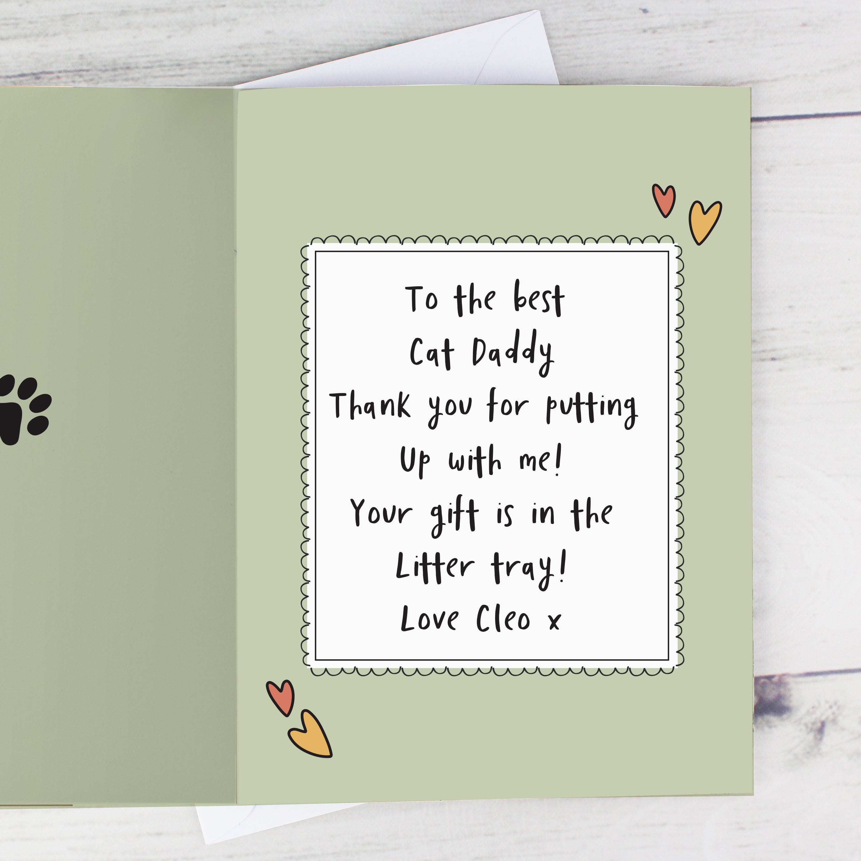 Personalised From The Cat Photo Upload Card