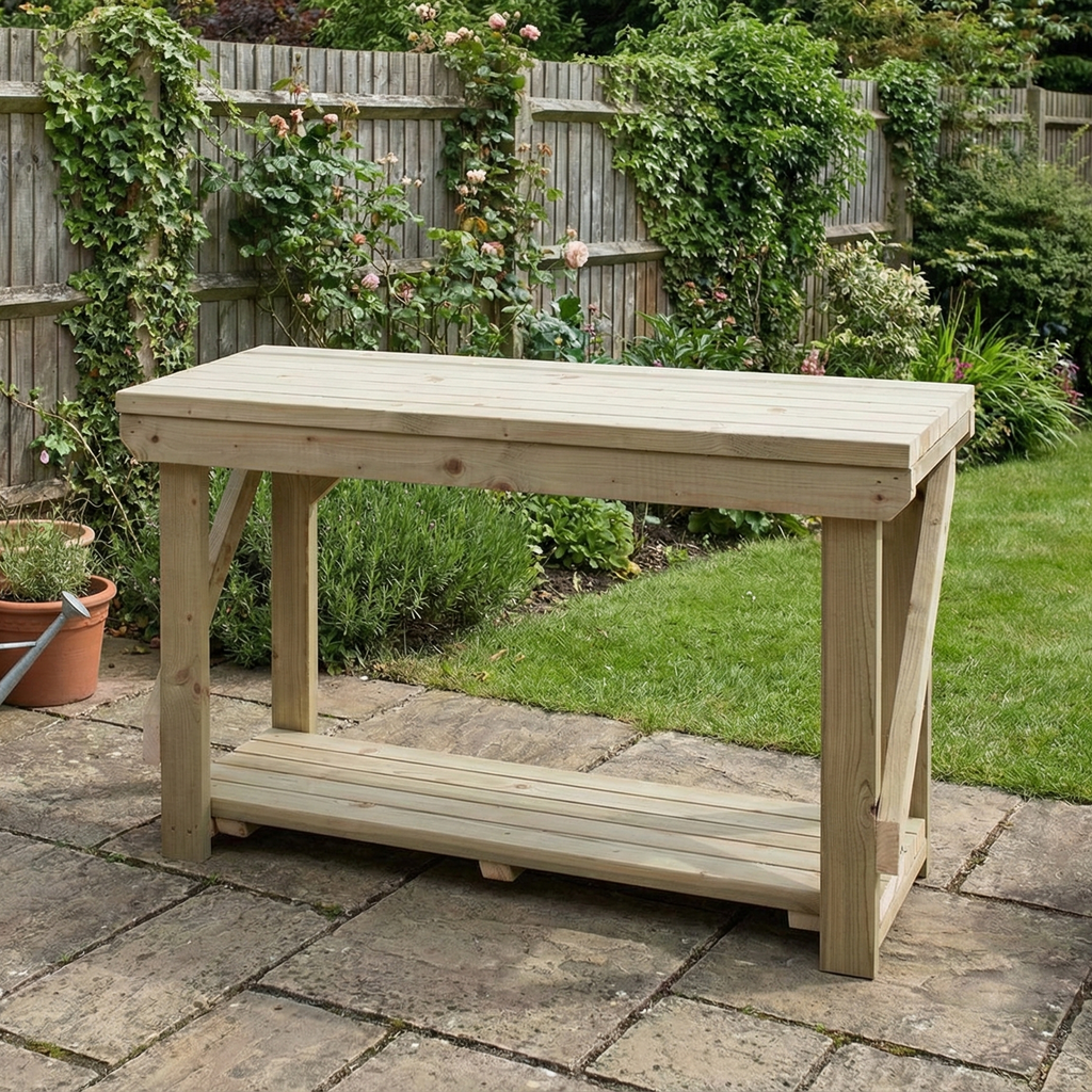Indoor/outdoor workbench, pressure treated bench