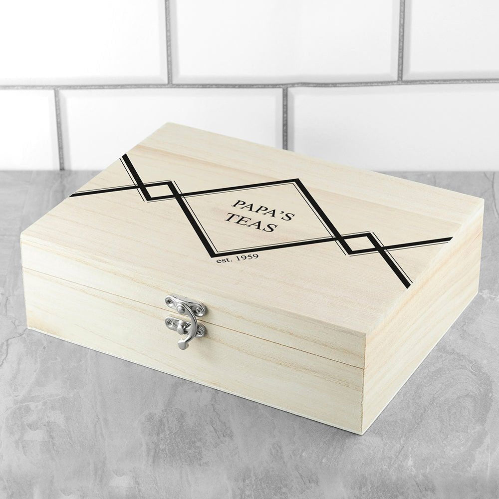 Personalised Gentlemen's Wooden Tea Box