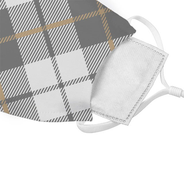 Grey Plaid Face Mask