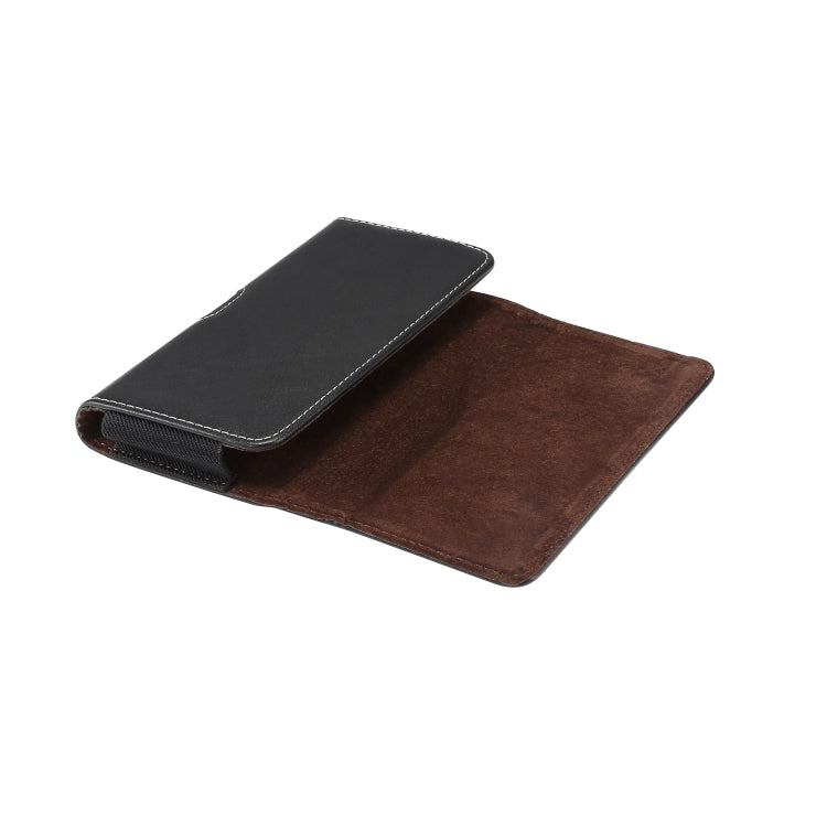 Men Lambskin Texture Multi-functional Universal Mobile Phone Waist Pack Leather Case for 6.9 Inch or Below Smartphones(Black)