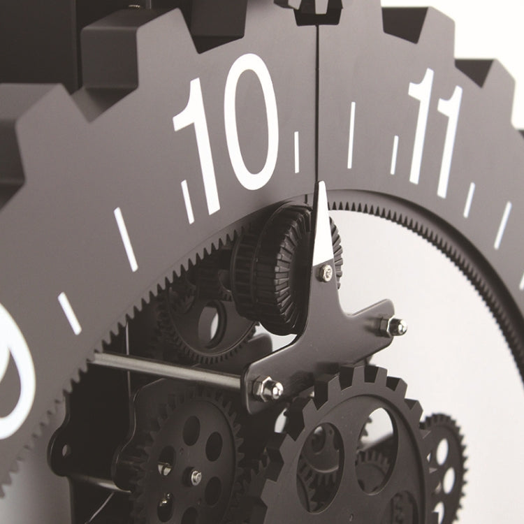 Home Simple European Style Triangular Mechanical Gears Wall Clock, Black
