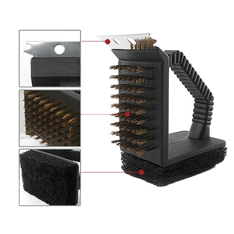 Outdoor Barbecue Cleaning Brush Camping Picnic BBQ Copper Wire Grill Three In One Right Angle Copper Wire Triangular Brush