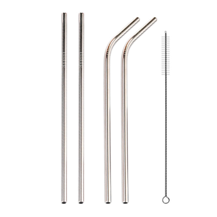 4pcs Reusable Stainless Steel Drinking Straw + Cleaner Brush Set Kit,  215*6mm, 215*6mm (Combination)