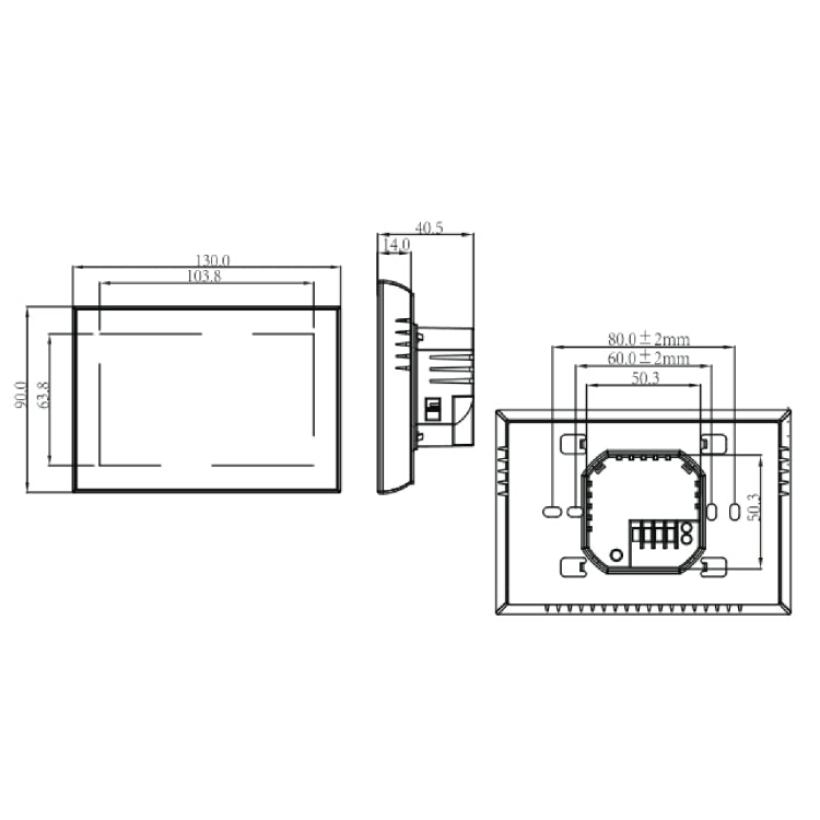 BHT-8000-GALW-SS Brushed Stainless Steel Mirror Control Water Heating Energy-saving and Environmentally-friendly Smart Home Negative Display LCD Screen Round Room Thermostat with WiFi, with WiFi