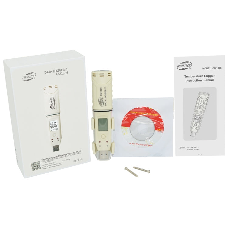 BENETECH GM1366 USB Digital Temperature Recorder Meter with Alarm, GM1366
