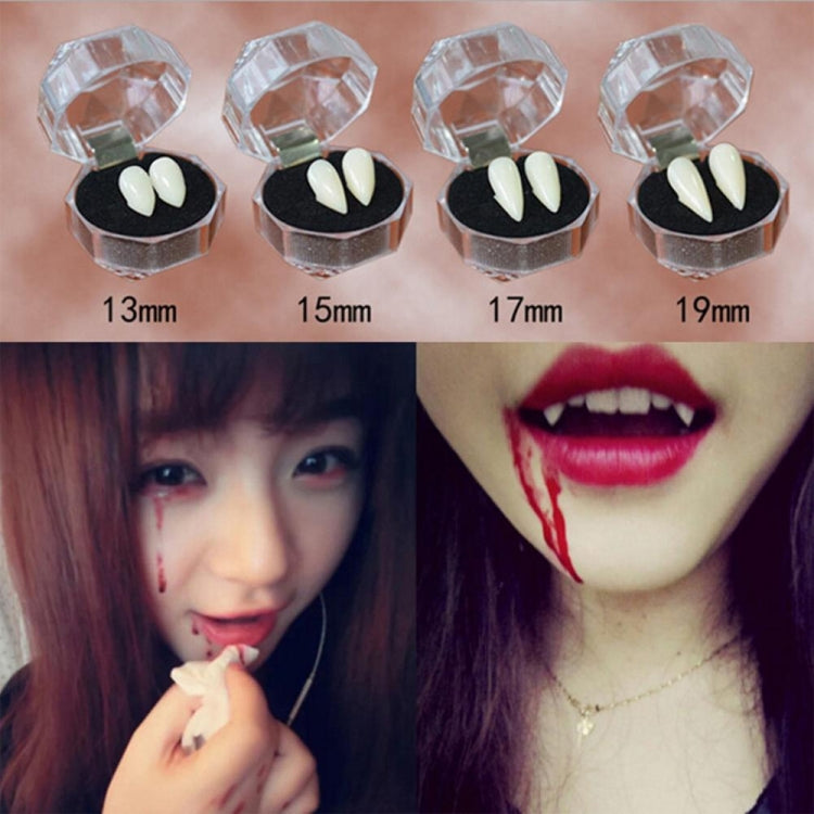 1 Pair 19mm Halloween Party Dentures Props Vampire Zombie Devil Fangs Teeth, 19mm