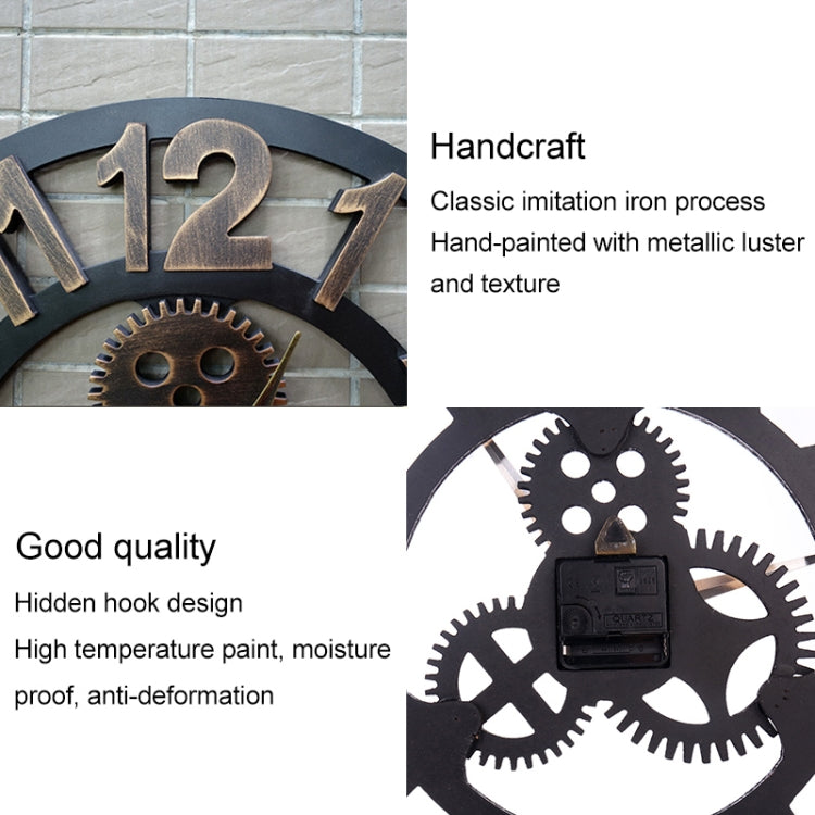 Retro Wooden Round Single-sided Gear Clock Rome Number Wall Clock, Diameter: 70cm, Rome Number 70cm, Rome Number  70cm