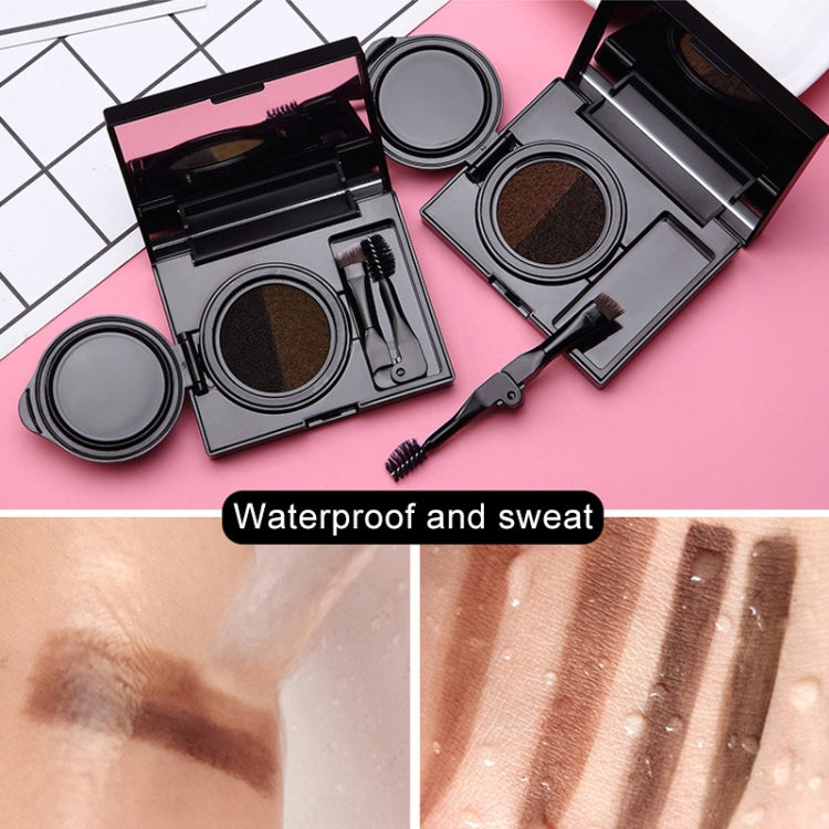 GECOMO Double Color Air Cushion Eyebrow Makeup Dye Palette With Eyebrow Brush(Grey)