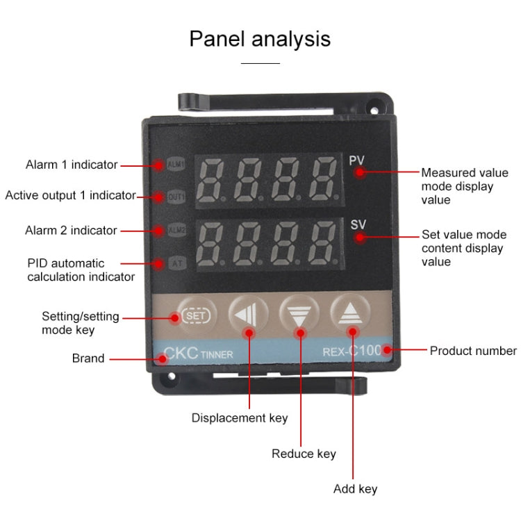 2700W REX-C100 Thermostat + Heat Sink + Thermocouple + SSR-25 DA Solid State Module Intelligent Temperature Control Kit, 25DA