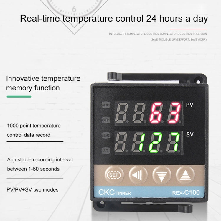 2700W REX-C100 Thermostat + Heat Sink + Thermocouple + SSR-25 DA Solid State Module Intelligent Temperature Control Kit, 25DA